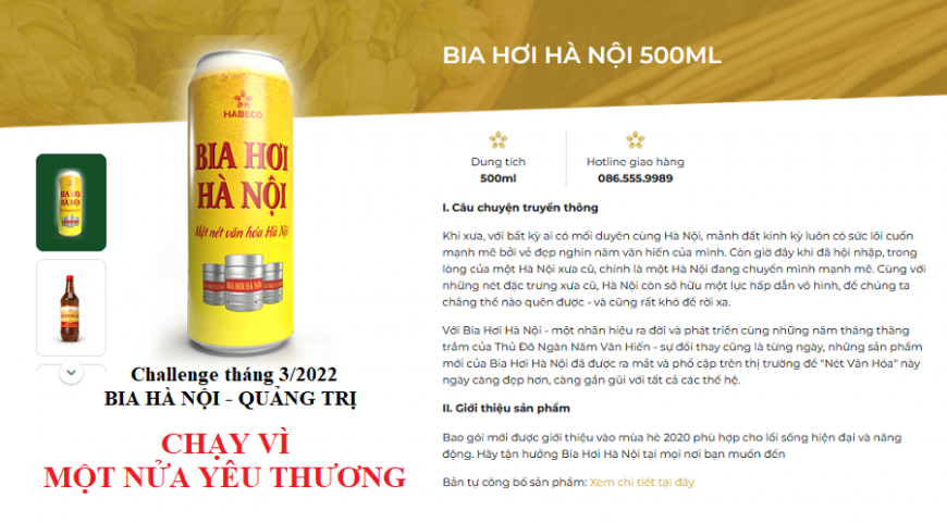 Thử thách tháng 2-2022 - BIA HÀ NỘI QUẢNG TRỊ - CHẠY VÌ MỘT NỬA YÊU THƯƠNG