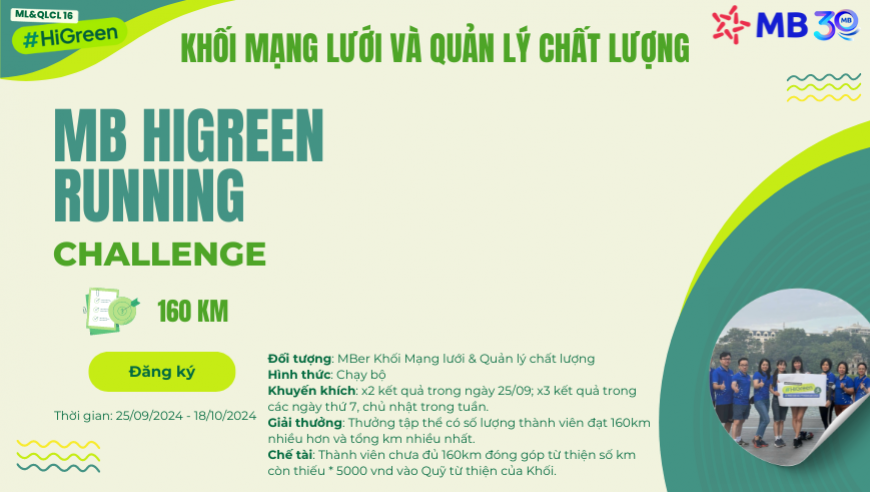 Khối Mạng lưới và Quản lý chất lượng -MB Higreen Running Challenge