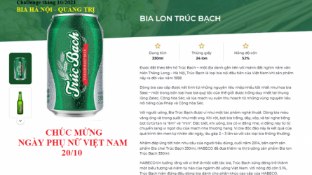Thử thách tháng 10-2021 - BIA HÀ NỘI QUẢNG TRỊ CHÚC MỪNG NGÀY PHỤ NỮ VIỆT NAM 20-10