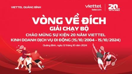 Vòng về đích - Giải chạy chào mừng sự kiện 20 năm kinh doanh di động tại Viettel Quảng Bình